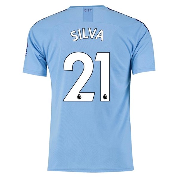 Camiseta Manchester City NO.21 Silva 1ª 2019/20 Azul